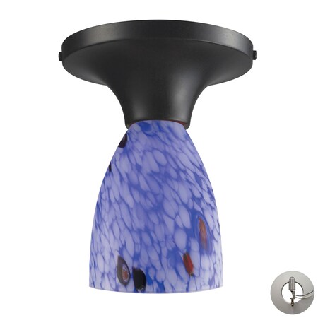 Elk Lighting Celina 1-Lght Semi Flsh Drk Rust w/Starburst Blue Glass 10152/1DR-BL-LA